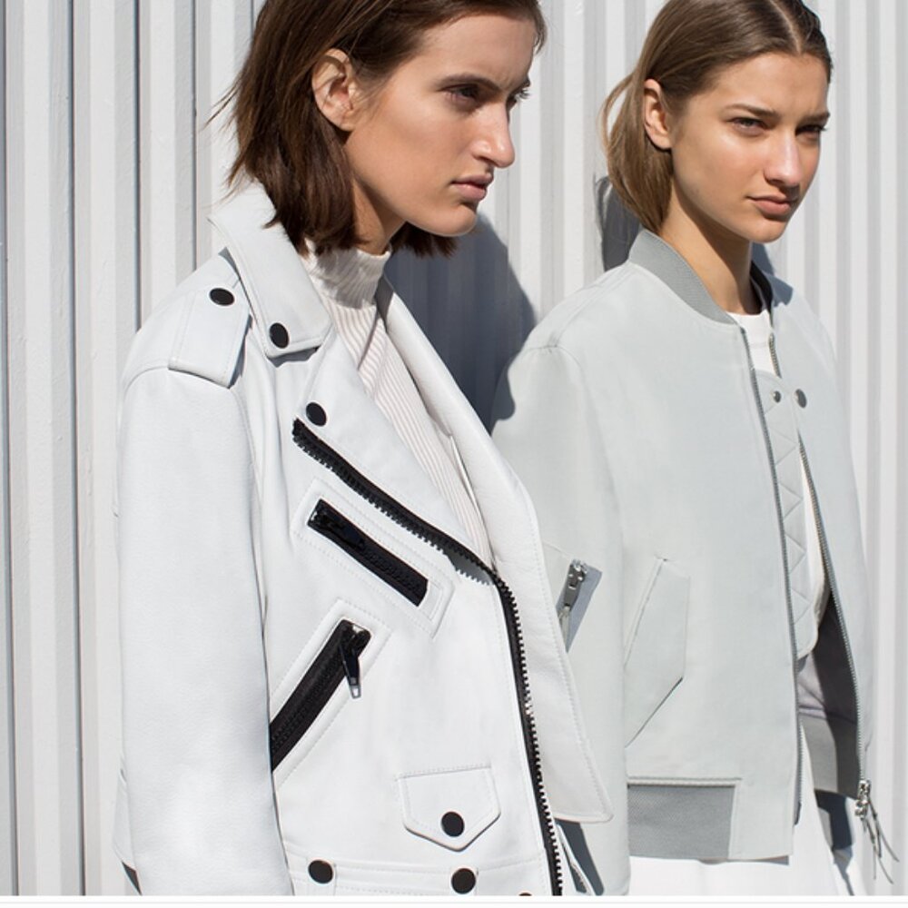 The Arrivals Cropped White leather Vader Biker Jacket XS